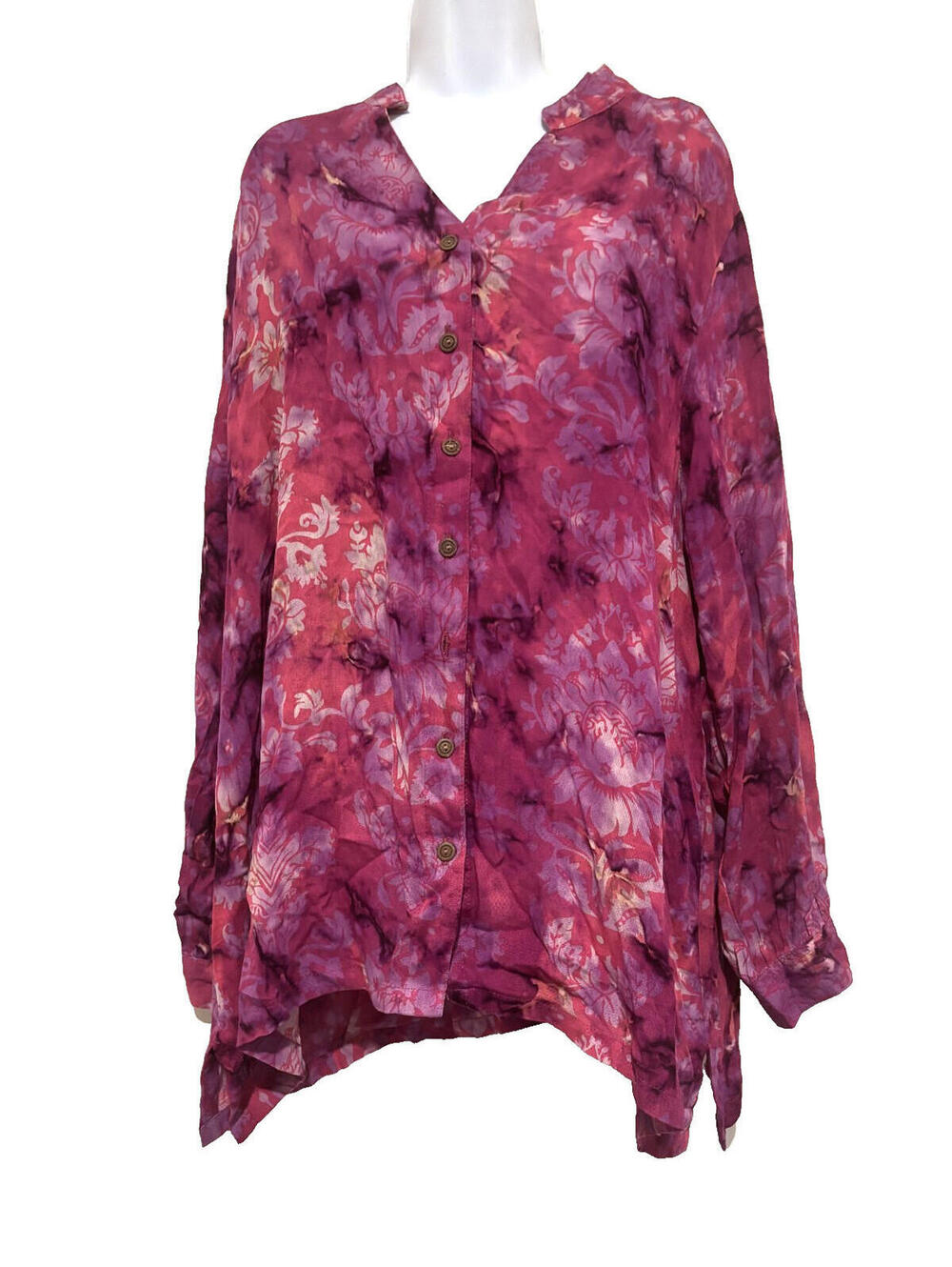 Soft Surroundings sz XL button down pink tunic blouse collared #3467 no sz tag
